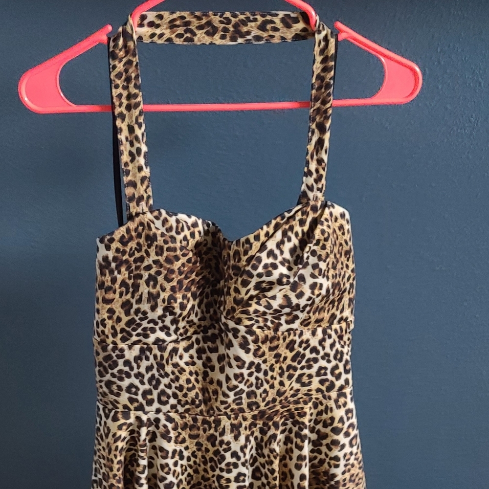 Leopard Print Pinup Dress NWT
